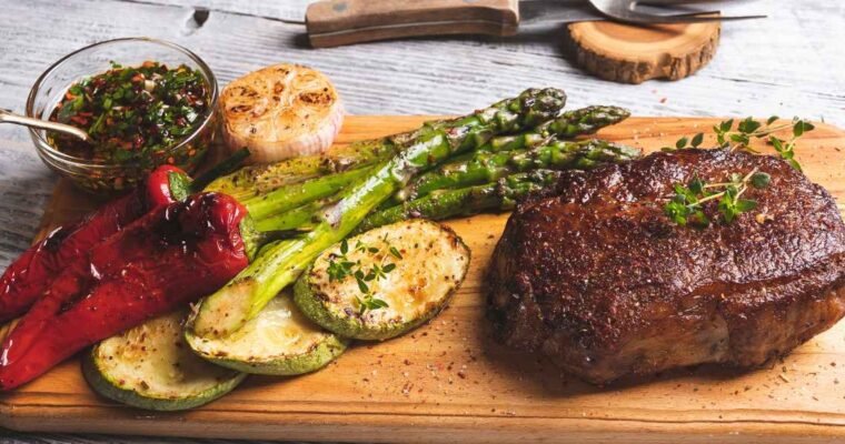 Steak, Zucchini, and Asparagus