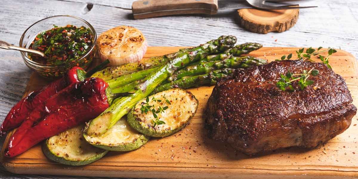 Steak, Zucchini, and Asparagus