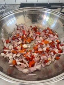 onions and red pepper